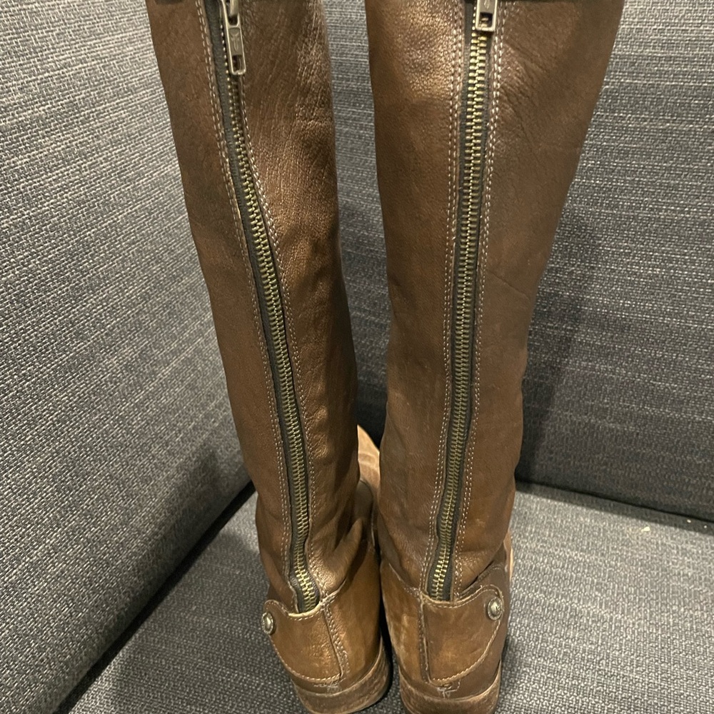 Frye Melissa Button Back Zip - Medium Brown/ Gray… - image 8